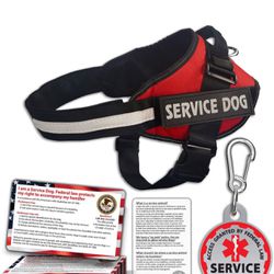 Service Dog Vest + ID Tag + 50 ADA Information Cards - Service Dog Harness w Patch