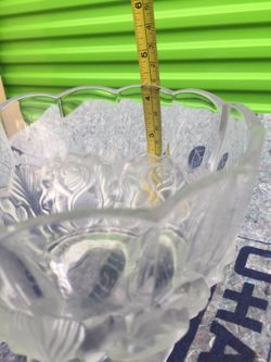 Lead Crystal Bowl Serving Dish Roses No Cracks No Chips