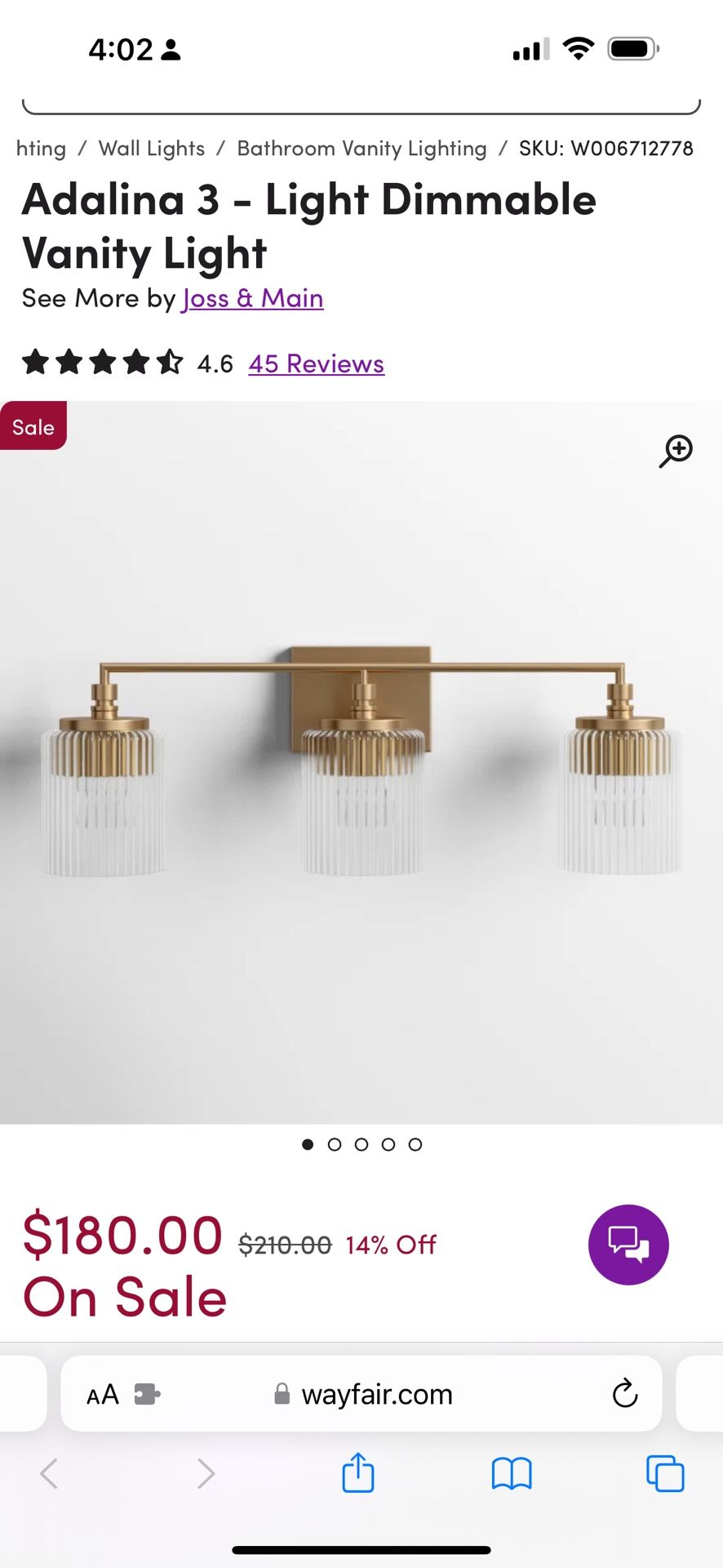 Adalina 3 light vanity Light By Joss & Main,All Products : American Fashion Style Bags On Sale