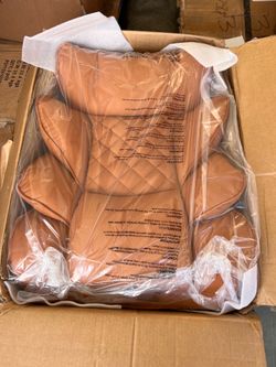 Comfortable Ergonomic Office Chair with Foot Rest PU Leather Reclining Chair for Home. Brown