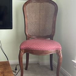 Accent Chair With Weaved Back Rest And Red Cushion