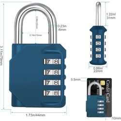 ZHEGE Combination Lock, 4 Digit Combination Padlock Outdoor, School Lock, Gym Locks (Peacock Blue)