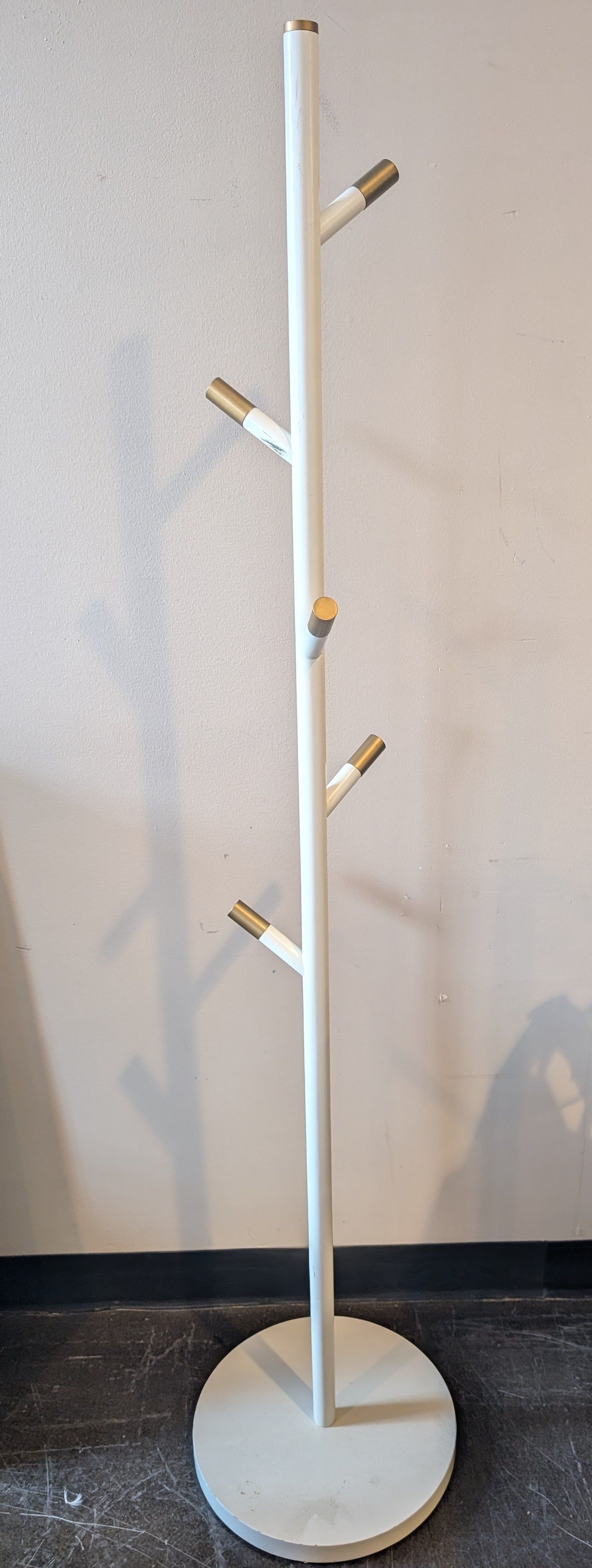 Modern White Tree Branch Style Coat Rack with Wooden Pegs