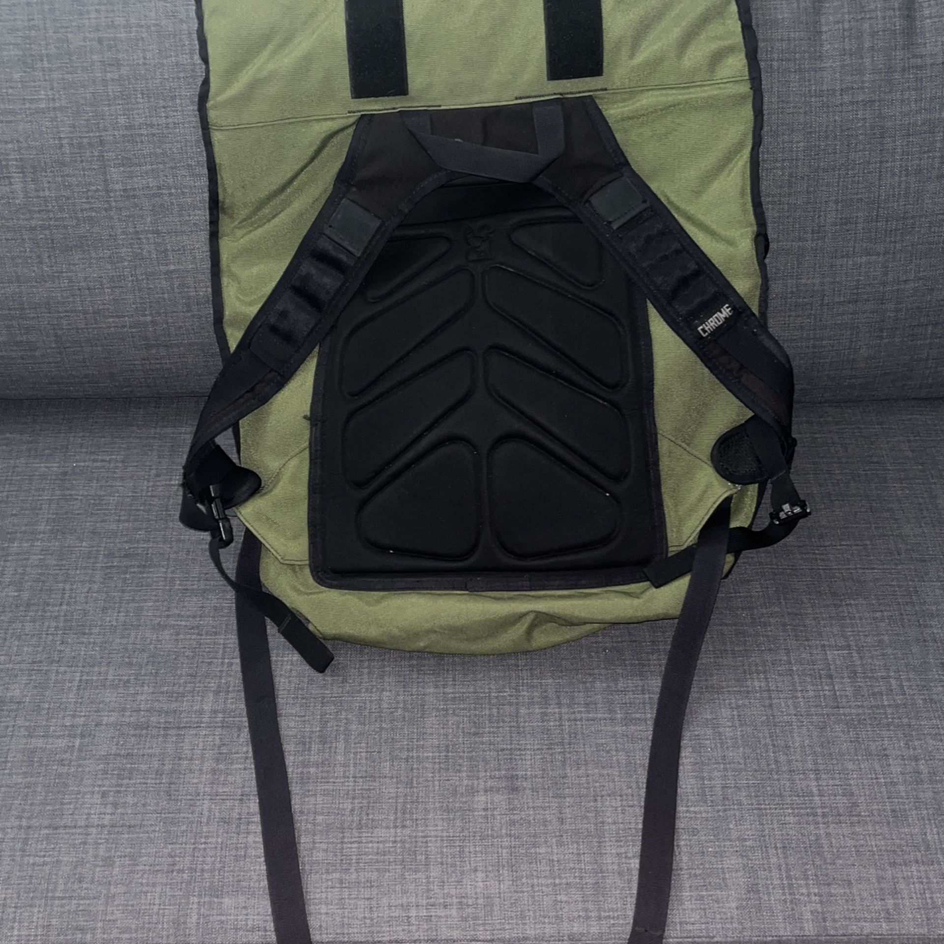 Chrome Roll Top Green Backpack