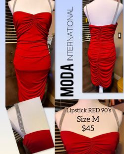 Moda International Red Ruched Mini Dress Size M