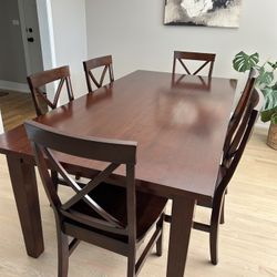 Dining Table With Six Chairs Dark Brown