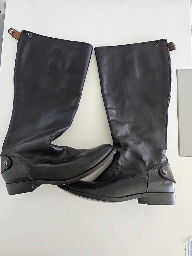 FRYE Women's HIGH Black Leather Boots size 8.5 B Good Condition