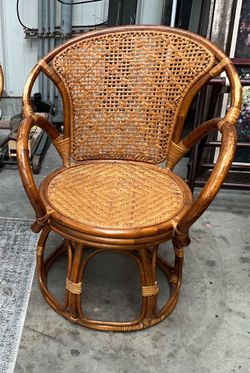 Vintage Rattan Swivel Armchair “3 available”