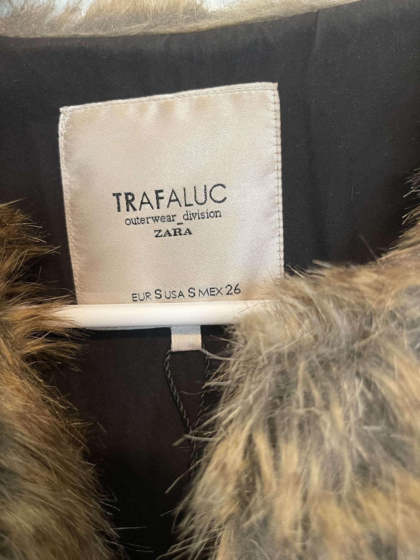 Zara Brown Faux Fur Vest Size S