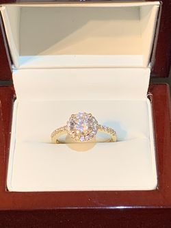 (4th of July deals) Elegant 14k Solid Gold Simulated Diamond Engagment Ring