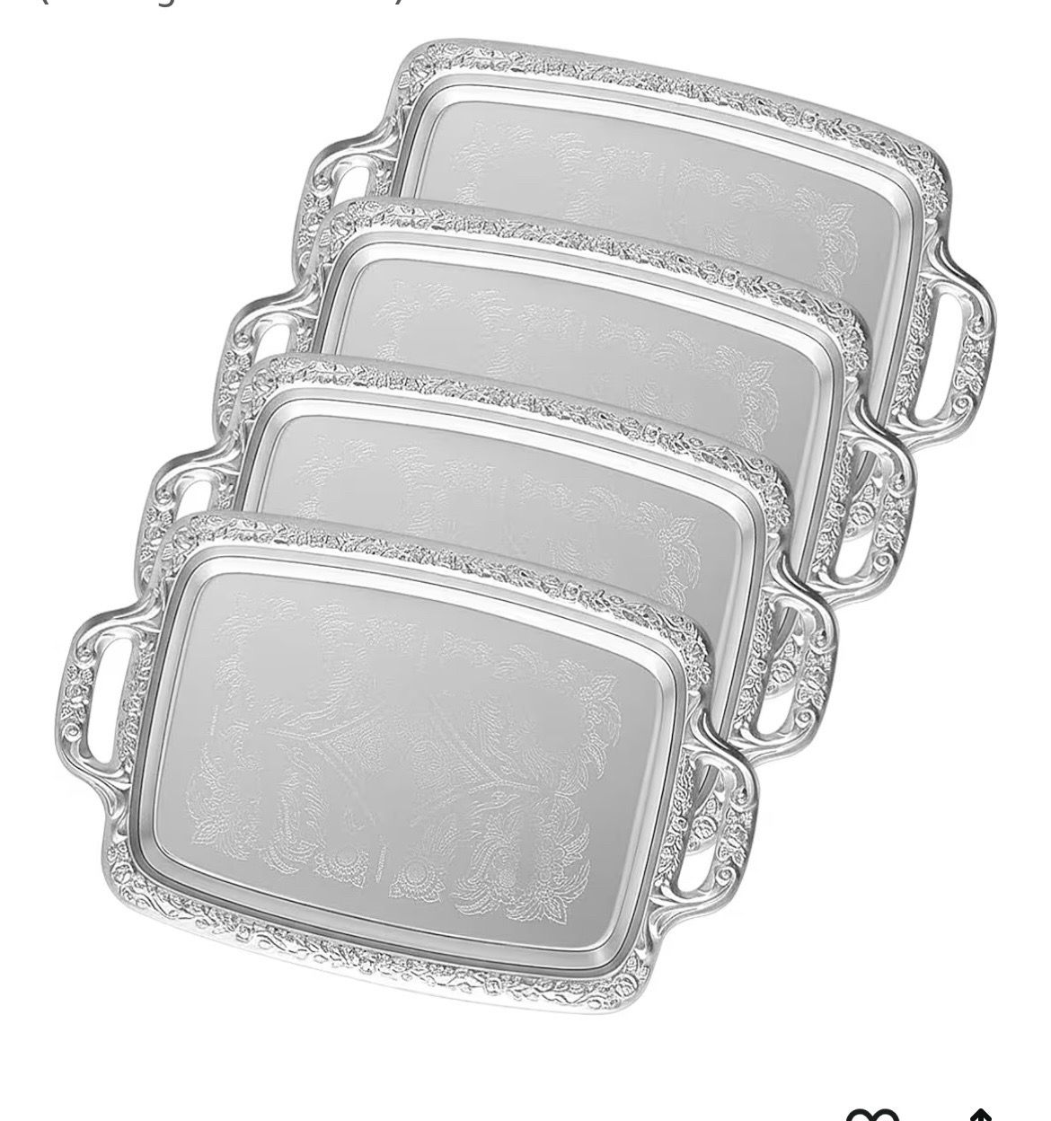 4 Pcs Silver Serving Tray
