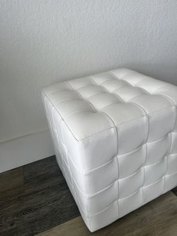 White Quilted Pleather Cube