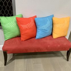 Red Color Bench and pillows included