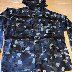 BAPE blue camo WGM shark hooded jacket