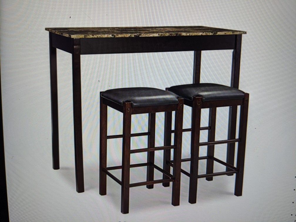 Brand New (in the box) Linon Tavern 3-Piece Table Set with Faux Marble Top in Espresso