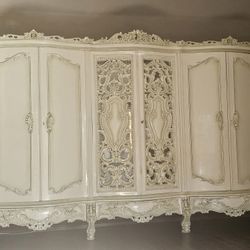 Giant Armoire Dresser Cabinet With Center Mirrored Doors. 