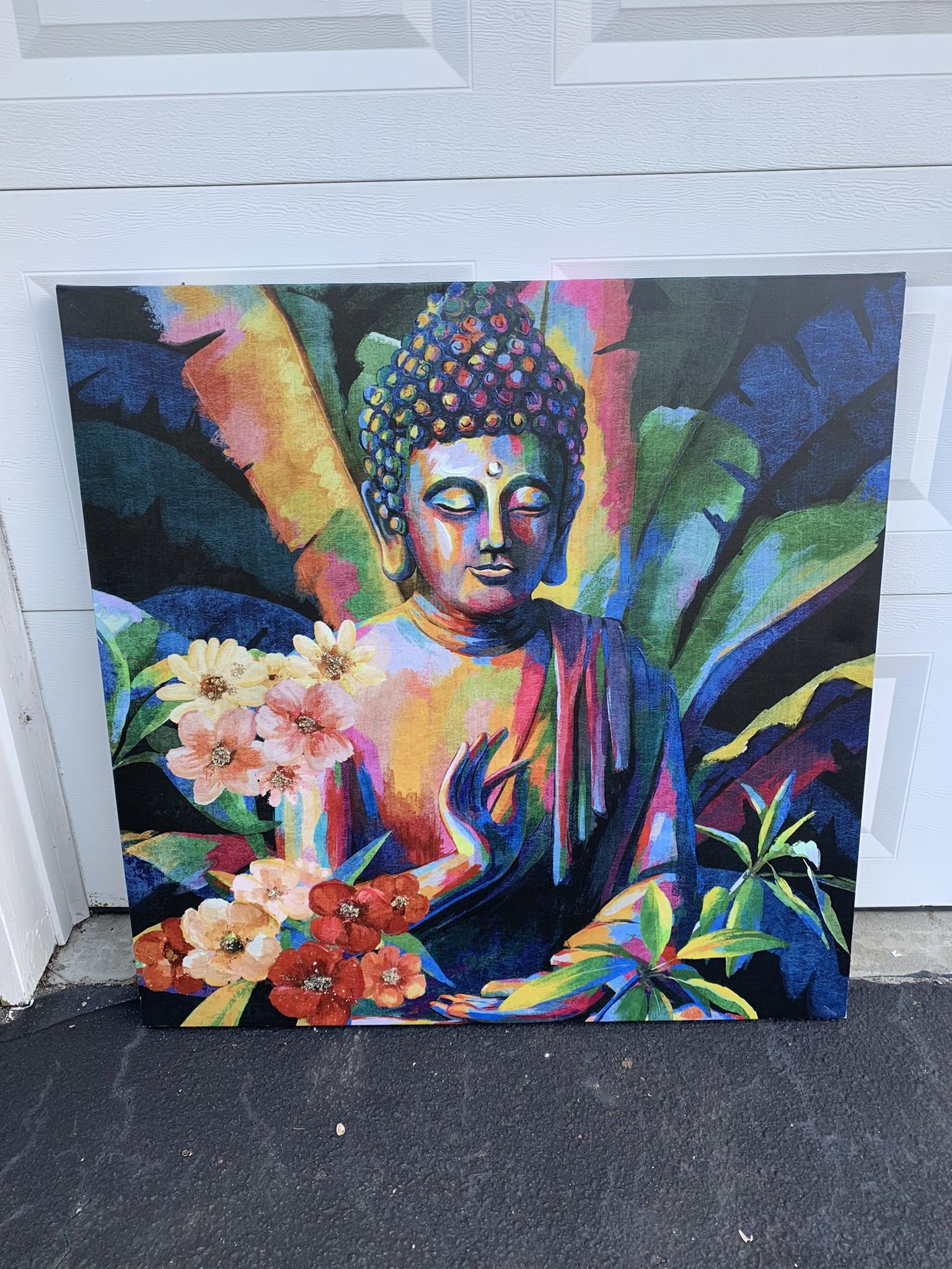 Colorful Textured Buddha Wall Art Painting - Excellent Condition!