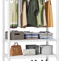  Wire Garment Rack 4 Tiers Heavy Duty Clothes Rack for Hanging Clothes Freestanding Closet Clothing Rack 