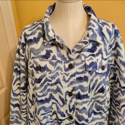 Blue & White Denim Jacket Women's Size 22 W