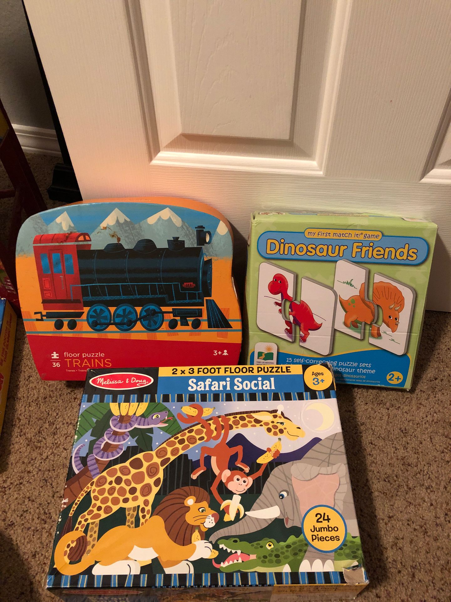 Puzzles kids trains matching dinosaurs, Melissa and Doug jungle safari puzzle games