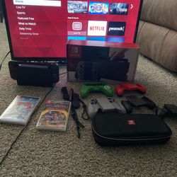 Full Nintendo Switch Gaming Bundle + 32” TCL Roku Smart TV – Great Condition – OBO