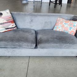 Tufted Velvet Gray Sofa 