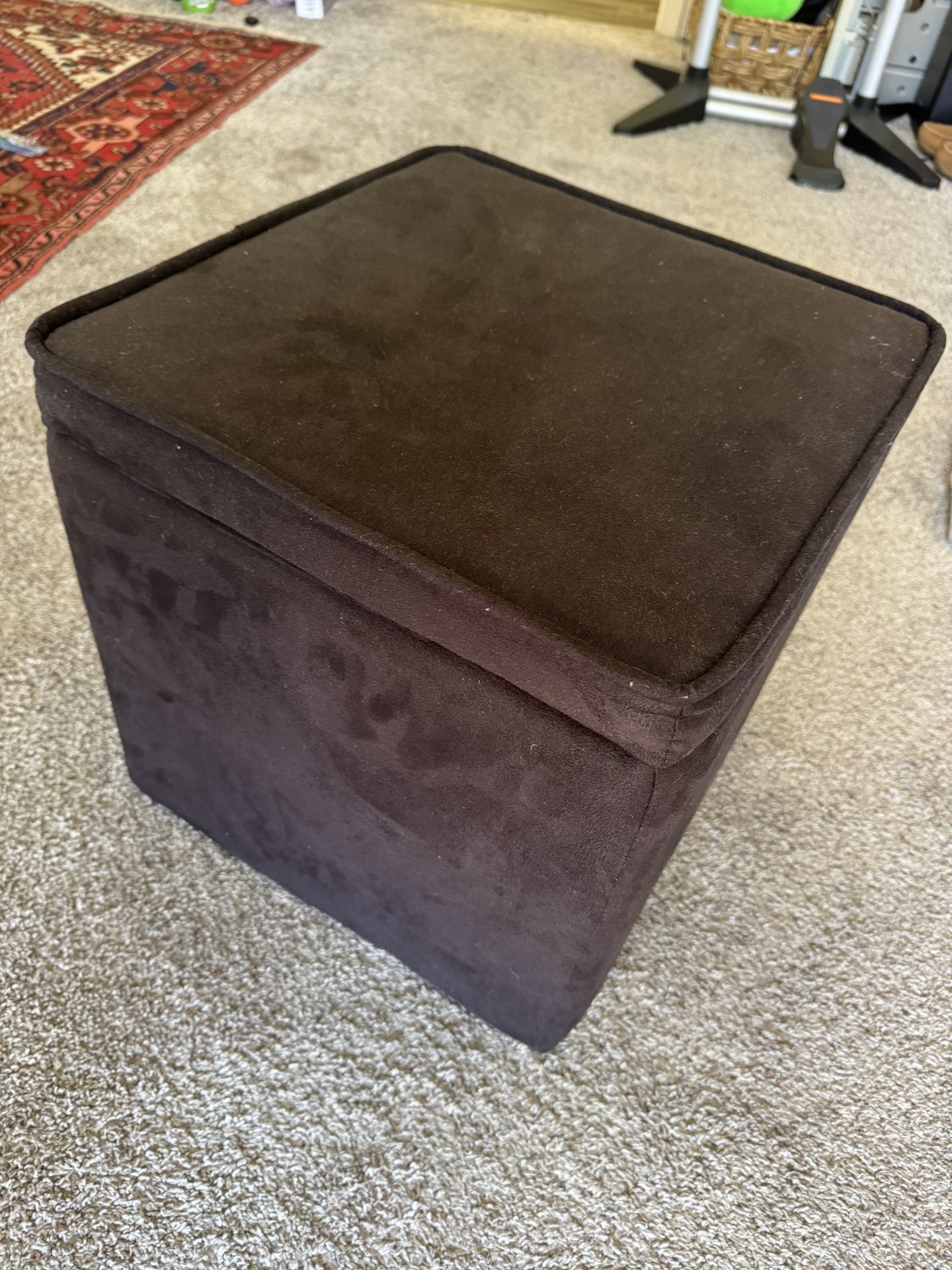 Black Suede Ottoman & Storage
