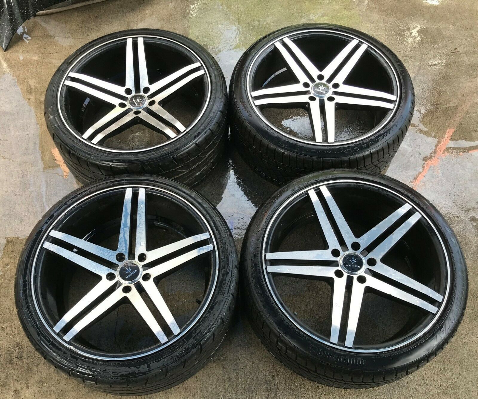 AFTERMARKET VERDE PARALLAX / CONTINENTAL 20'' INCH WHEEL RIMS W/ TIRES (SET OF 4) 5x114.3