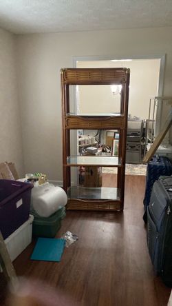 Bamboo and glass shelving