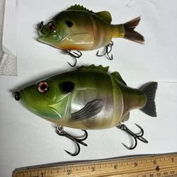 2 Floating Surface Glider,swimbaits Custom Painted In Bluegill Color.