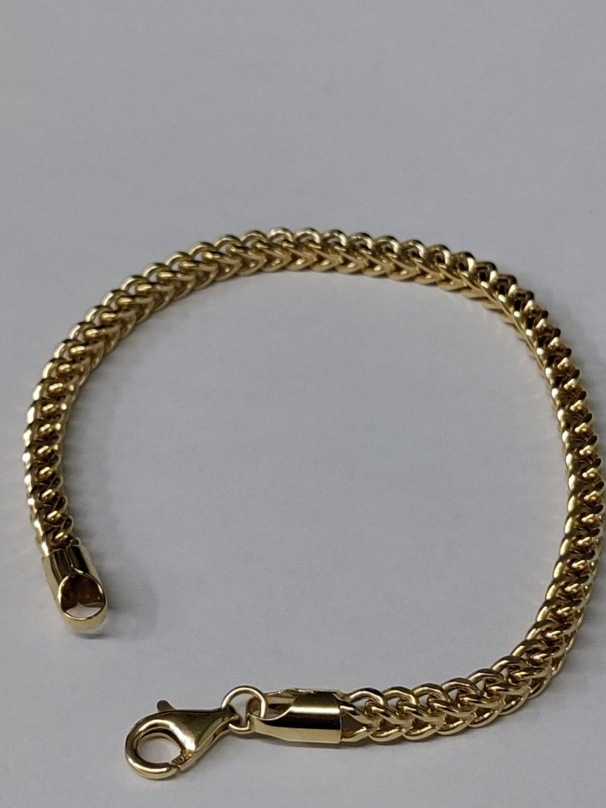 10k real Yellow gold Franco 9" Bracelet Or Anklet 4mm wide