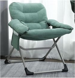 Chairs For Bedrooms Comfy, Chaise Lounge Indoor With Storage, Folding Lazy Chair With Plush Cushion And Metal Frame Adjustable Leisure Padded Seat Wit