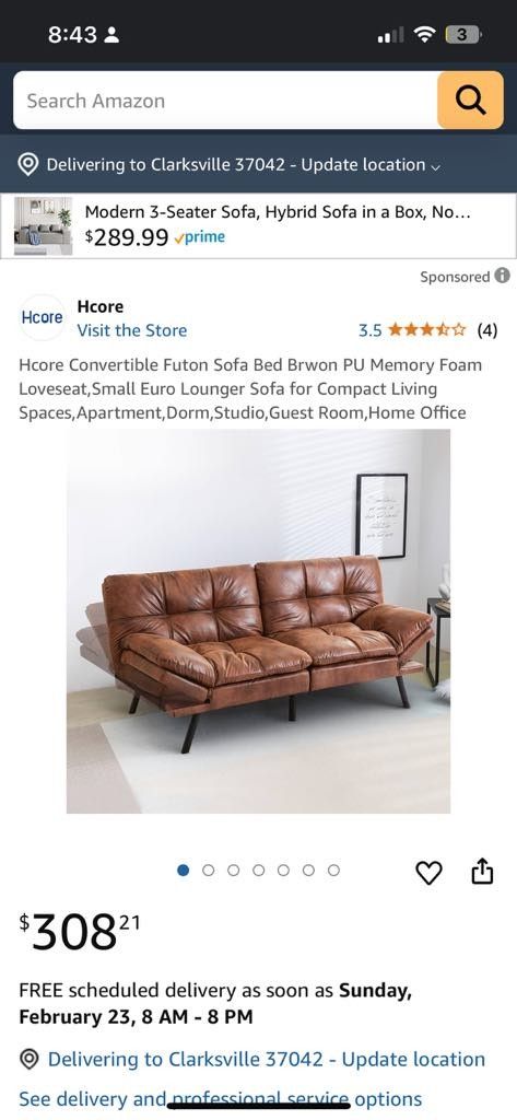 English Brown Futon