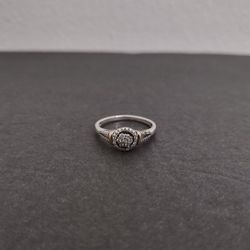 Vintage .925 STERLING SILVER White Sapphire Ring w/ 14K GOLD Accents - US Size 9