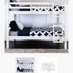 Solid Wood Twin Over Twin Bunk Beds White