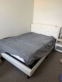 White Tufted Upholstered Bed Frame