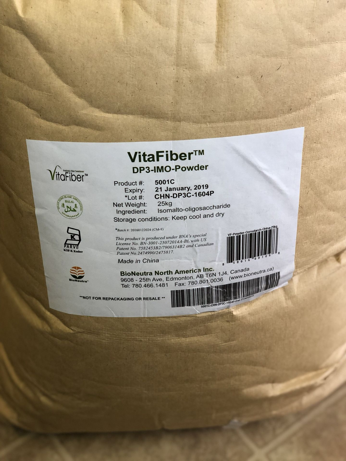 VitaFiber. Never opened 25kg bag