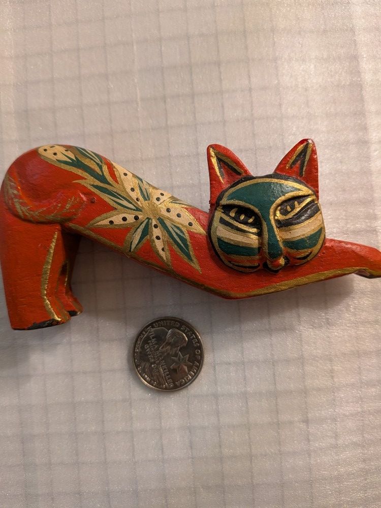 Vintage Laurel Burch Wooden Cat