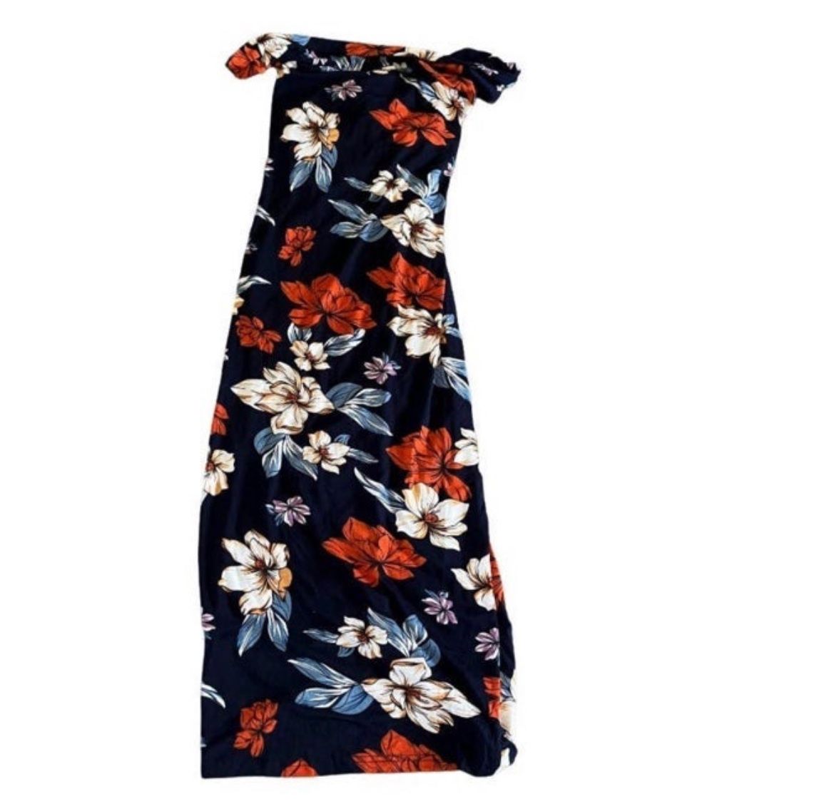 Womens Blue and orange floral long dress