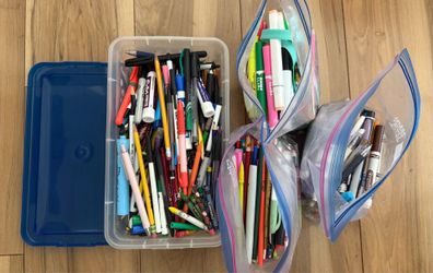 Free pens, markers, crayons, pencils