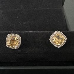 10k Yellow Sapphire Diamond Earrings 