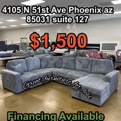 Sectional Grey Bed With Storage And USB Brand New