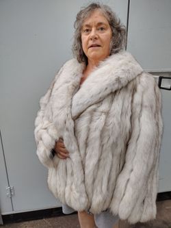 Large White/Gray Fox Fur Coat