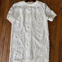 NWOT English Factory Mini White Floral Dress M