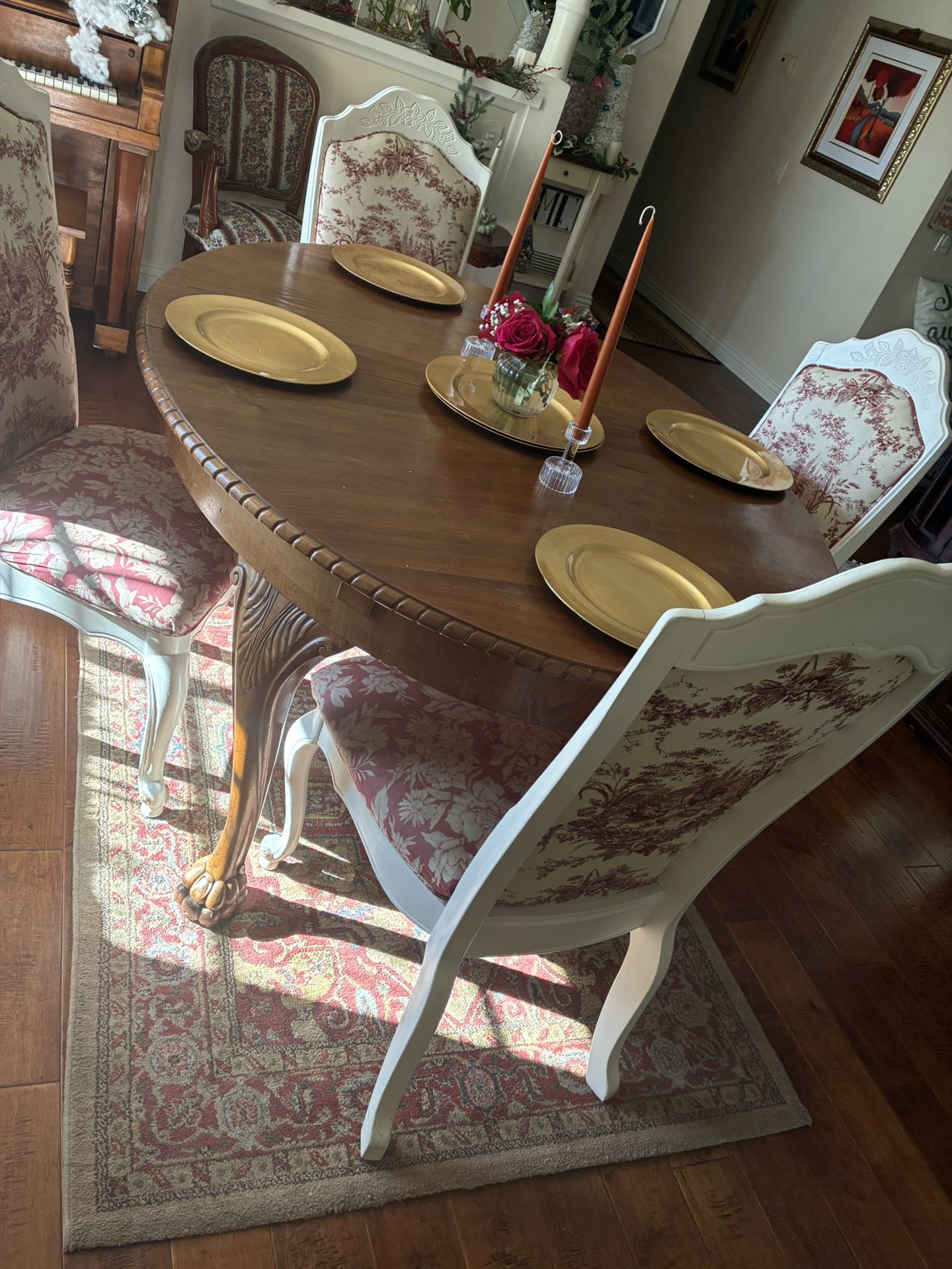 Walnut Dining Set Six Chairs And Dining Table