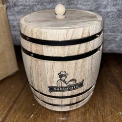  wooden barrel with Lid Food Storage Container Tea Canister Kitchen Storage Caddy for Tea Bag/Loose Tea/Flour/Coffee/Bean/Food Preserve