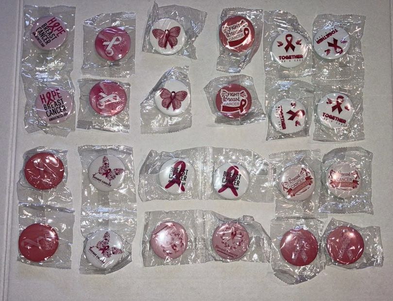 Breast Cancer Awareness Buttons 24 Pack Brooch Pins Pink Hope Ribbon Round Badge
