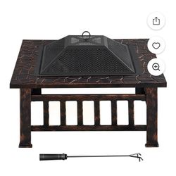 Yaheetech 32'' Outdoor Metal Square Fire Pit