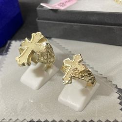 10k Gold Nugget Cross Rings 