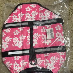 Dog Life Jacket, Reflective Small/Medium Dog Life Vest, Adjustable Dog Flotation Vest with Rescue Handle, Size  M Pink